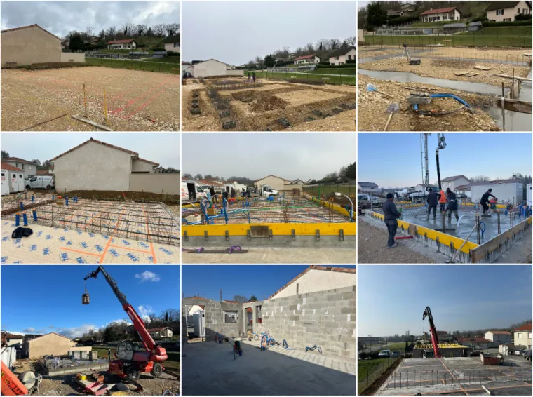 Chantier en cours à Bourg-Saint-Christophe pour Dynacité, Meximieux, SAS Tornare